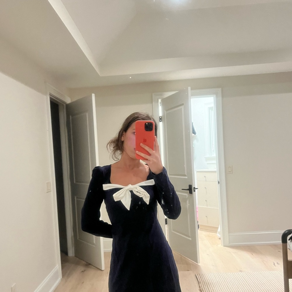 BRAND NEW RIHOAS XS NAVY BLUE BOW DRESS!